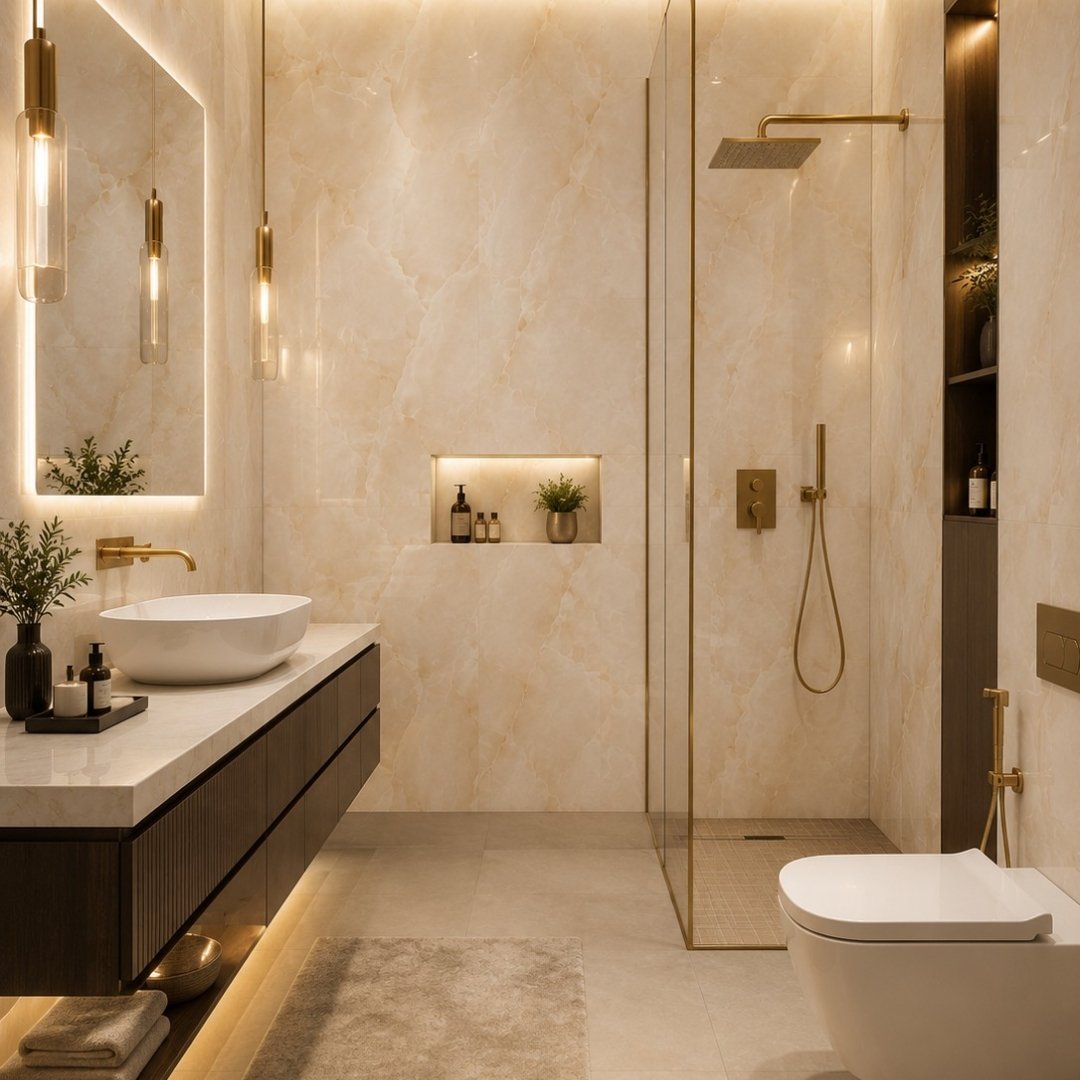 AL En Morgan Crema Marble Bathroom Tiles - My Home Studio